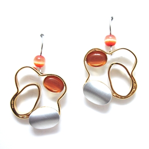 Crono Design Two-tone Earrings w/Orange Catsite